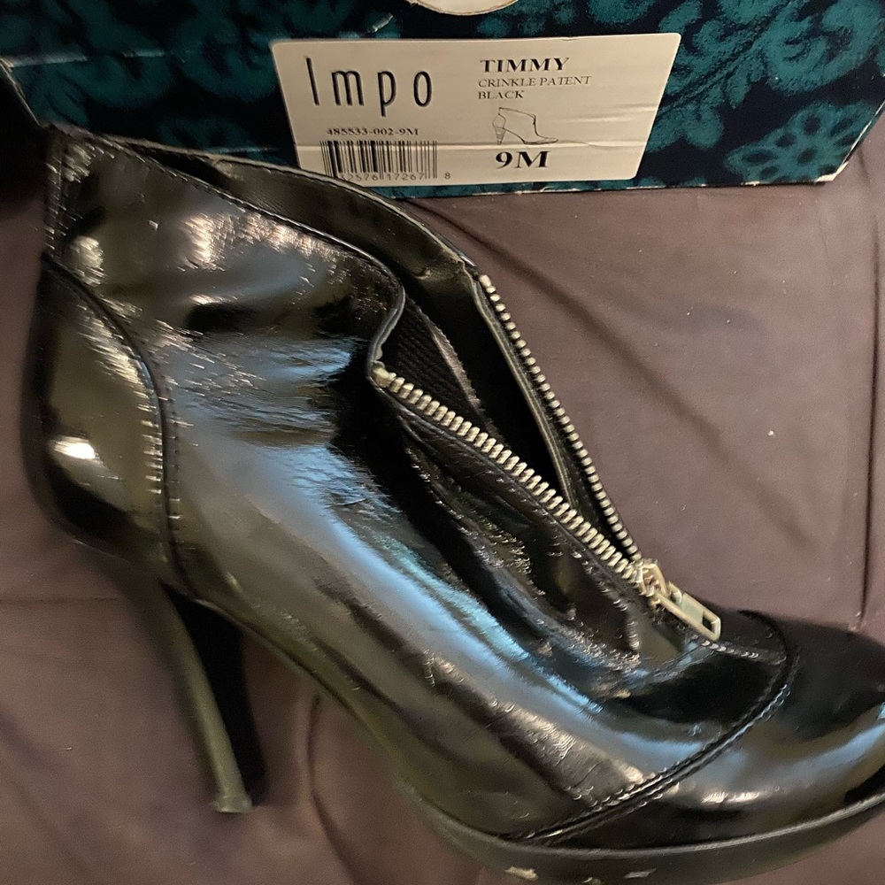 Black Patent Impo Booties Size 9